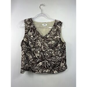 Cato Tank Blouse Women's Size 12 Brown Print Sleeveless V-Neck